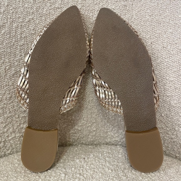 Metallic Gold Matisse XOXO Leather Woven Slides Mules - Picture 4 of 4